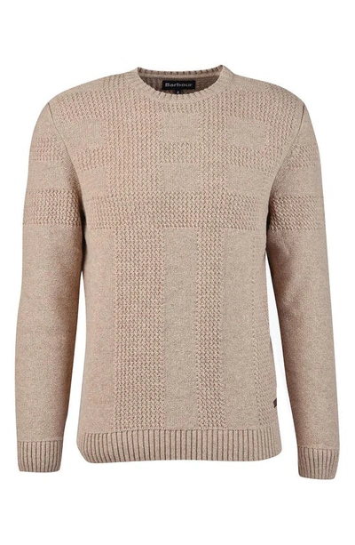Barbour Townend Solid Lambwool Crewneck Sweater In Stone