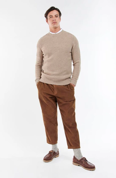 Barbour Townend Solid Lambwool Crewneck Sweater In Stone