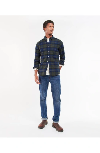 Shop Barbour Kyeloch Tailored Fit Plaid Cotton Button-down Shirt In Olive Night