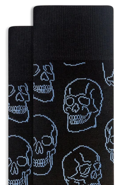 Shop Bugatchi Skull Pattern Dress Socks In Black