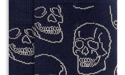 Shop Bugatchi Skull Pattern Dress Socks In Navy