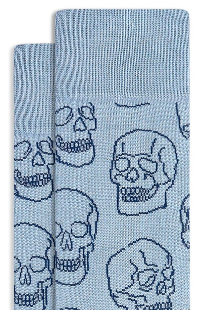 Shop Bugatchi Skull Pattern Dress Socks In Slate