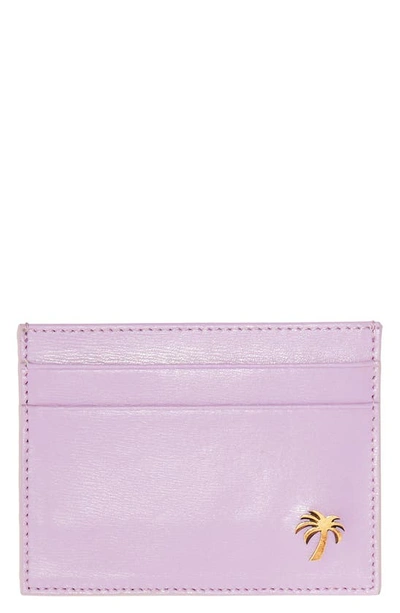 Shop Palm Angels Palm Beach Leather Card Holder In Lilac Gold