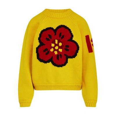 Shop Kenzo Graphic Sweater In Golden Yellow