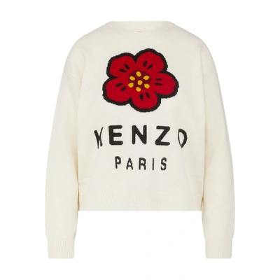Shop Kenzo Logo Sweater In Off White
