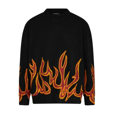 Shop Palm Angels Graffiti Flames Sweatshirt In Black Red