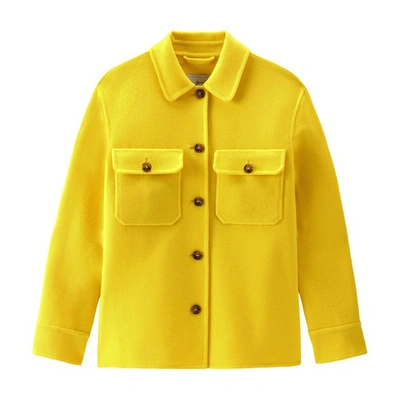 Shop Woolrich Double Wool Overshirt In Citrus Yellow