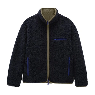 Shop Woolrich Reversible Curly Fleece In Melton Blue