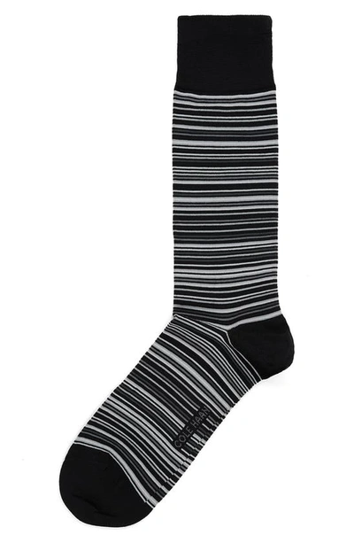 Shop Cole Haan Multistripe Crew Socks In Black/grey