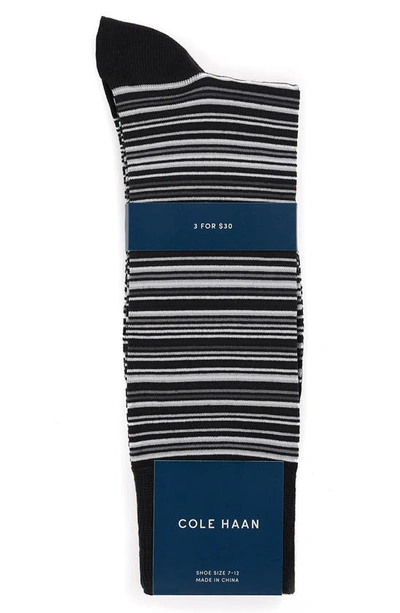 Cole Haan Men's Multi Stripe Crew Socks In Black/grey
