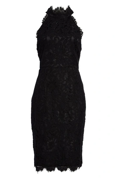 Shop Eliza J Mock Neck Lace Sheath Dress In Black