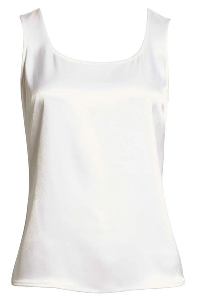 Shop St John Liquid Satin Round Neck Shell In Bright White