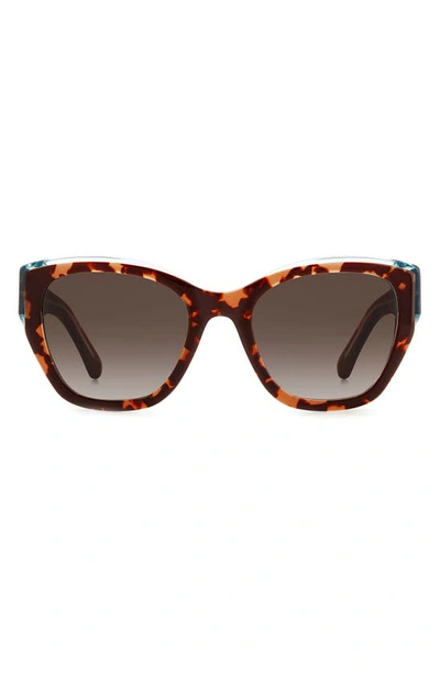 Shop Kate Spade Yolanda 51mm Polarized Gradient Cat Eye Sunglasses In Havana / Brown Polar