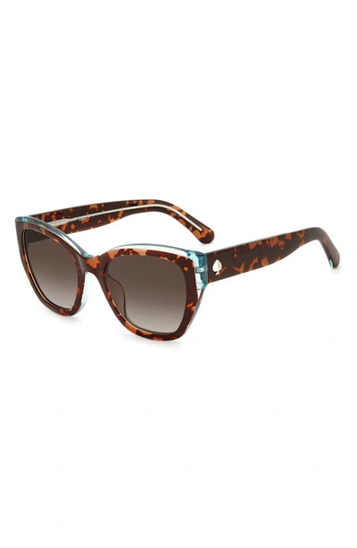 Shop Kate Spade Yolanda 51mm Polarized Gradient Cat Eye Sunglasses In Havana / Brown Polar