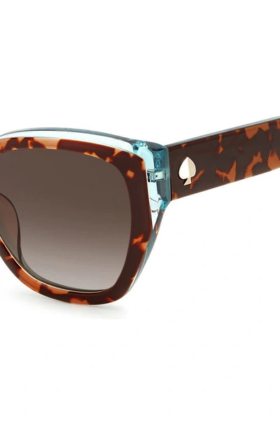 Shop Kate Spade Yolanda 51mm Polarized Gradient Cat Eye Sunglasses In Havana / Brown Polar