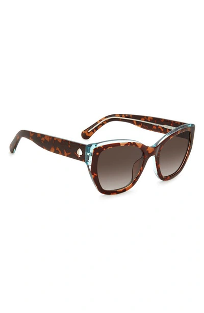 Kate Spade Yolanda 51mm Polarized Gradient Cat Eye Sunglasses In Havana / Brown Polar