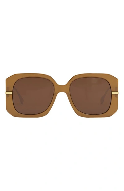 Shop Fendi The Graphy 55mm Geometric Sunglasses In Dark Brown / Brown