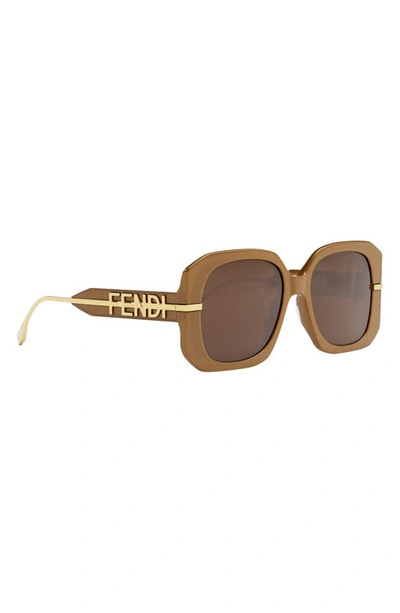 Shop Fendi The Graphy 55mm Geometric Sunglasses In Dark Brown / Brown