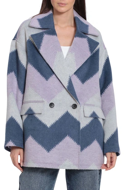 Shop Avec Les Filles Oversize Chevron Peacoat In Lavender/ Blue