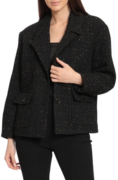 Shop Avec Les Filles Oversized Retro Tweed Blazer In Black/ Gold