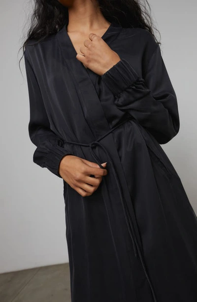 Shop Lunya Washable Silk Long Robe In Immersed Black