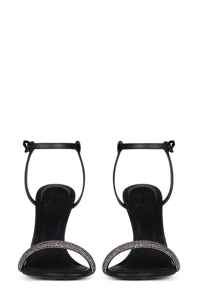 Shop Givenchy G-cube Heel Ankle Strap Sandal In Black/ Silvery