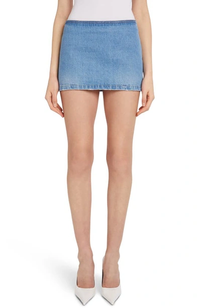 Shop Versace Denim Miniskirt In Blu Medio