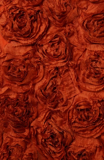 Shop Erdem Embellished 3d Rose Silk Coat In Rust