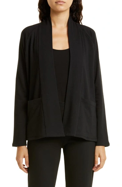 Shop Eileen Fisher Raglan Sleeve Organic Cotton Jacket In Black