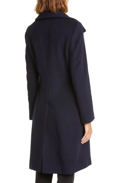Akris Punto Stand Collar Wool Blend Fleece Coat In 079 Navy