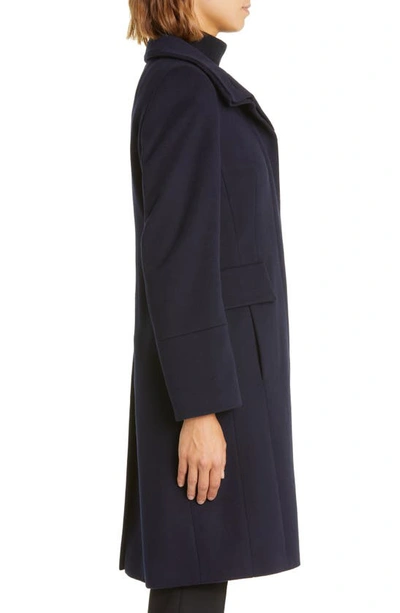 Shop Akris Punto Stand Collar Wool Blend Fleece Coat In 079 Navy