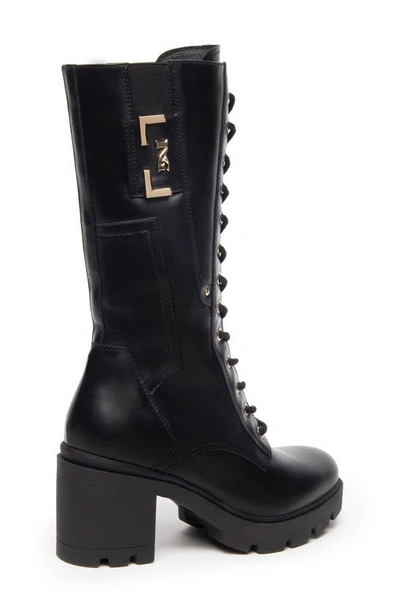 Nerogiardini Calfskin Logo Heeled Moto Boots In Black