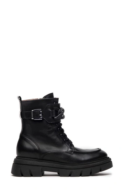 Shop Nerogiardini Buckle Chain Moc Toe Combat Boot In Black