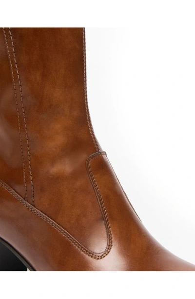 Nerogiardini Corset Leather Tall Platform Booties In Cognac