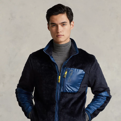 Shop Ralph Lauren Pile Fleece Jacket In College Navy