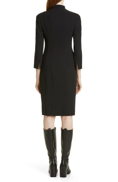 Akris Belted Long Sleeve Wool Blend Dress In Black