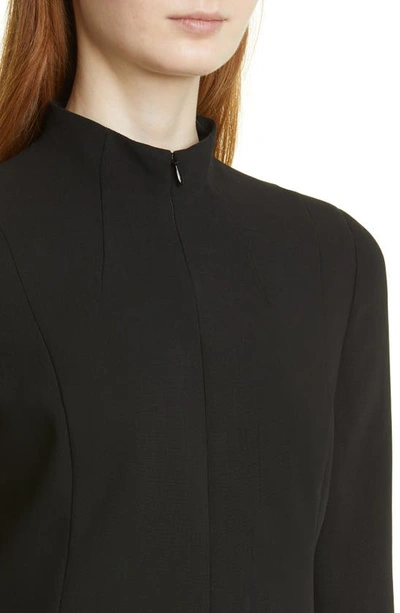 Shop Akris Belted Long Sleeve Wool Blend Dress In Black