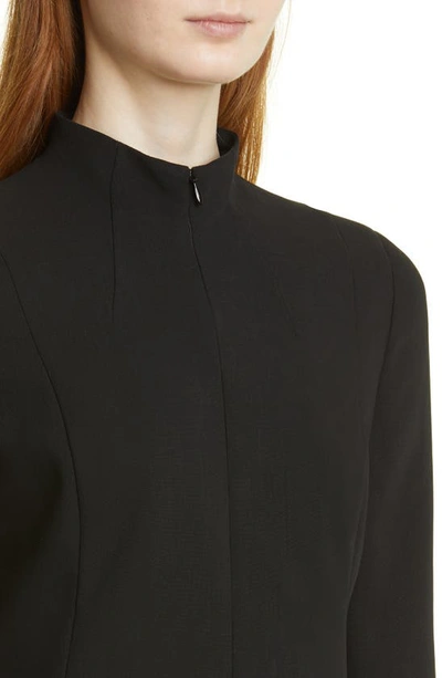 Akris Belted Long Sleeve Wool Blend Dress In Black