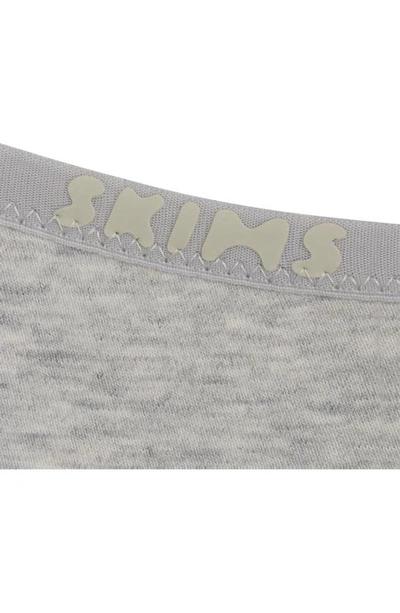 Shop Skims Stretch Cotton Logo Dipped Thong In Light Heather Gray