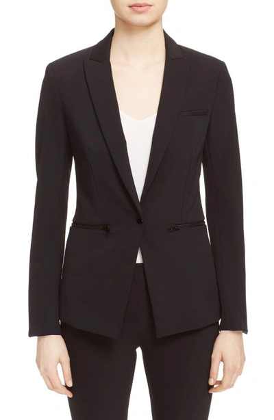 Veronica Beard Zip Pocket Single-breasted Blazer In Black