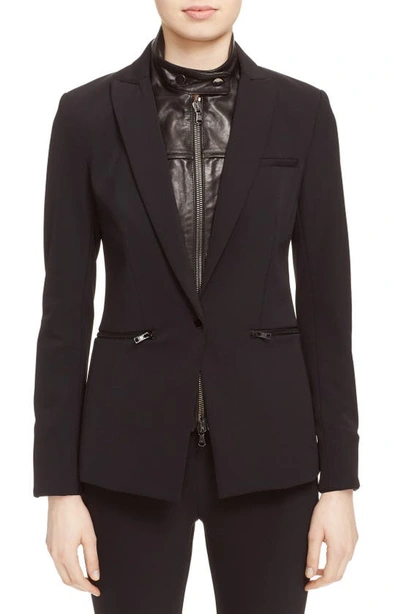 Veronica Beard Zip Pocket Single-breasted Blazer In Black