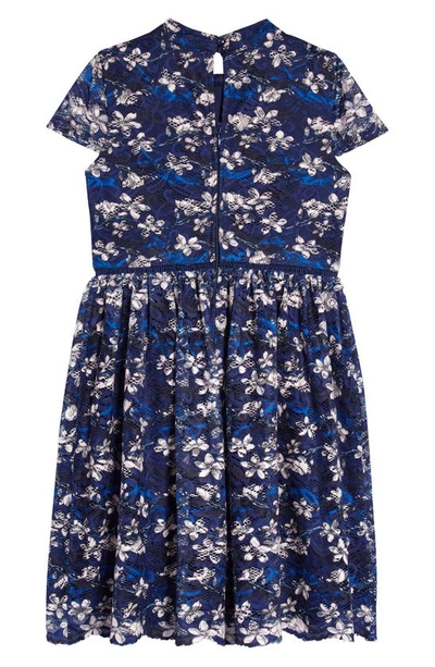 Shop Blush By Us Angels Kids' Floral Lace Dress In Navy