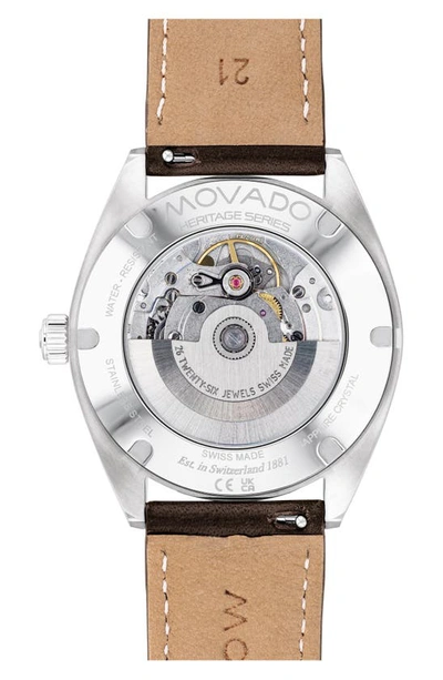 Shop Movado Heritage Datron Leather Strap Watch, 40mm In White