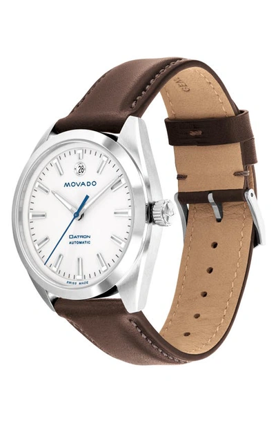 Shop Movado Heritage Datron Leather Strap Watch, 40mm In White