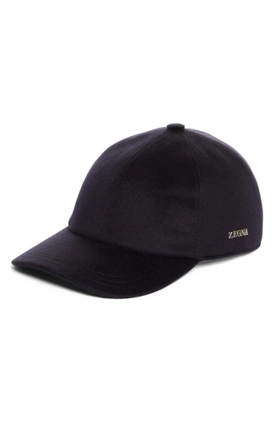 Zegna Cashmere Baseball Cap In Navy