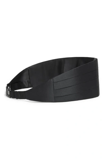 Shop Zegna Pleated Silk Cummerbund In Black