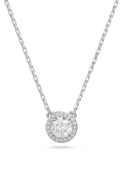 Swarovski Una Pave Pendant Necklace, 15-17 In Silver
