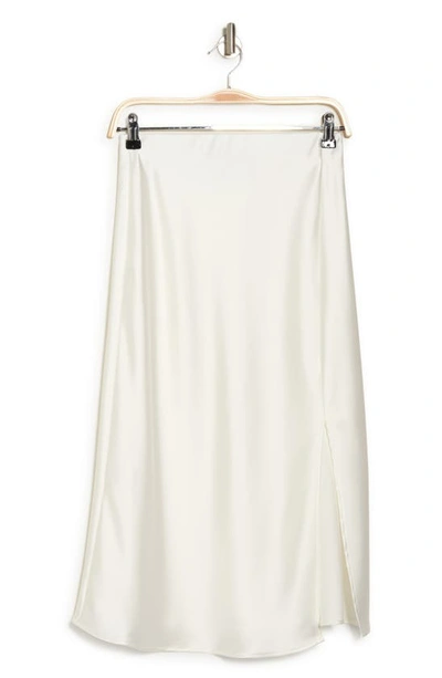Shop Renee C Satin Slit Midi Skirt In Ivory