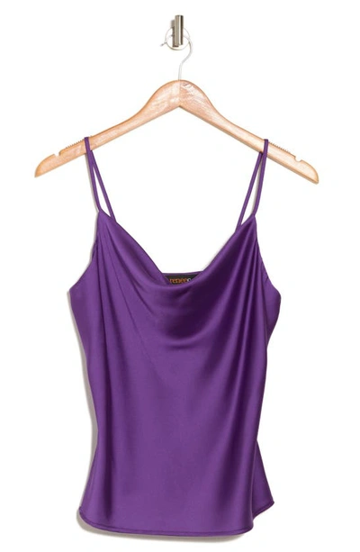 Shop Renee C Satin Cowl Neck Camisole In Dark Purple