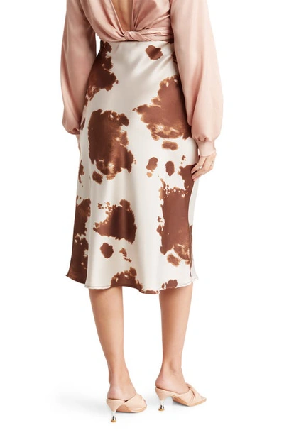 Renee C Cow Print Midi Skirt In Brown